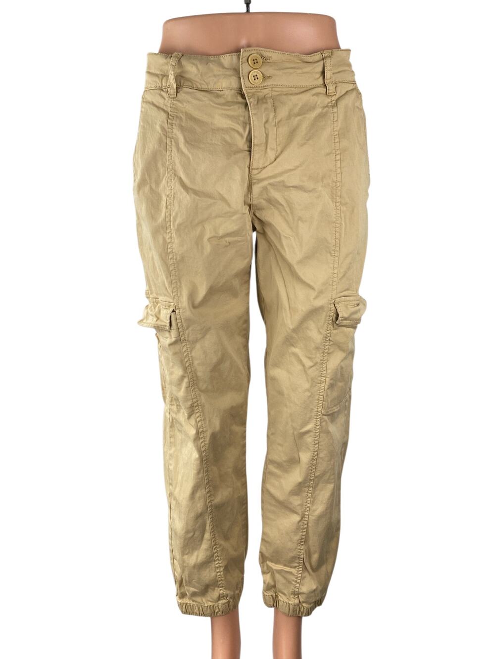 Sanctuary Women's Beige High Waisted Loose Fit Straight Trousers Cargo Pants 31